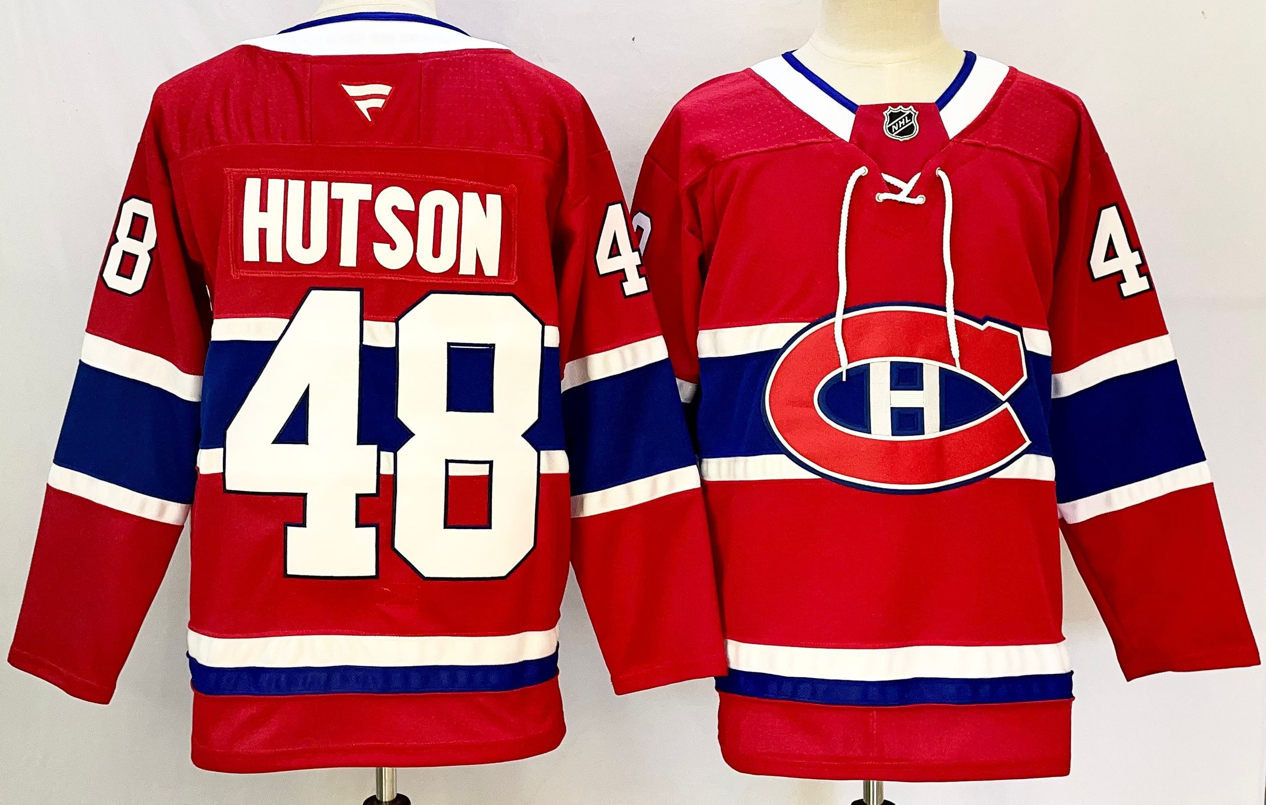 Men Montreal Canadiens #48 Hutson Red 2025 Home Premier Player NHL Jersey->more nhl jerseys->NHL Jersey